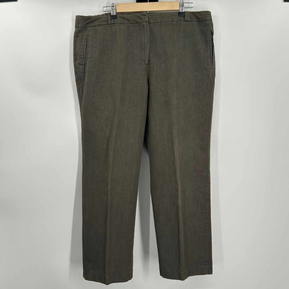 Larry Levine Woman 16W Olive Green Stretch Straight Leg Career Trousers Plus